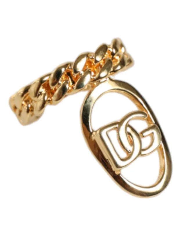 Gold Plated Open DG Logo Curb Chain Ring sold by Louxly