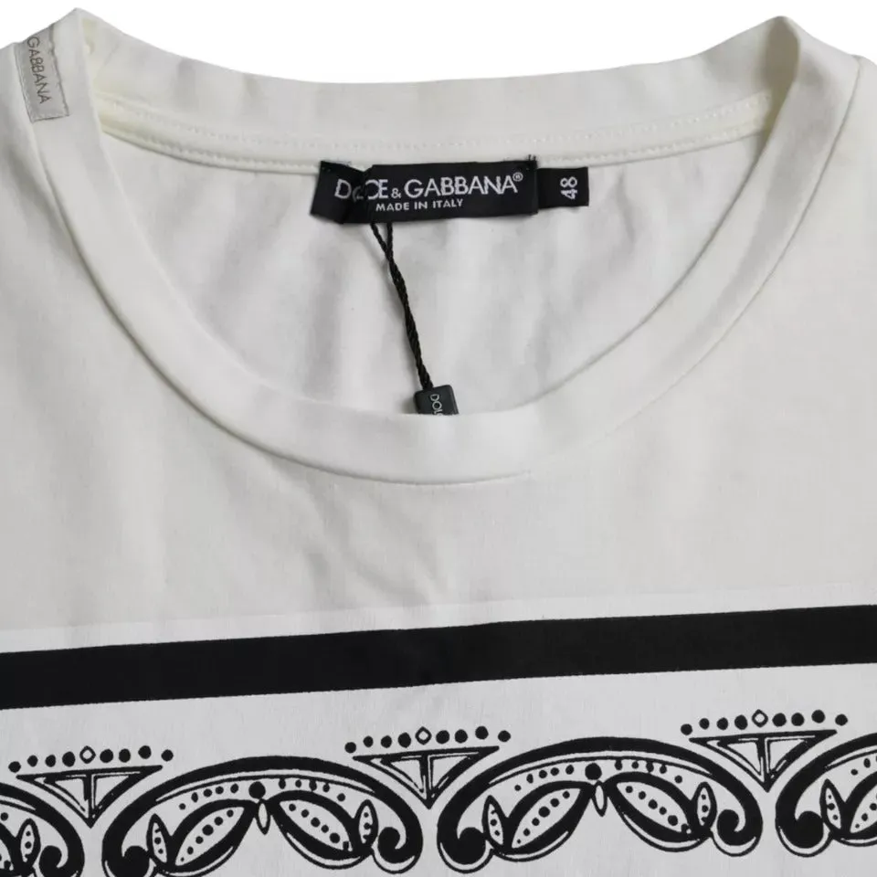 White Bandana Print Cotton Short Sleeves Men T-shirt sold by Louxly product image thumbnail 3