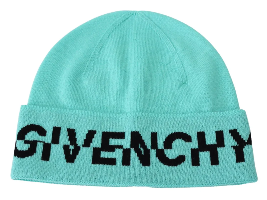 Aquamarine Green Wool Beanie with Signature Logo sold by Louxly