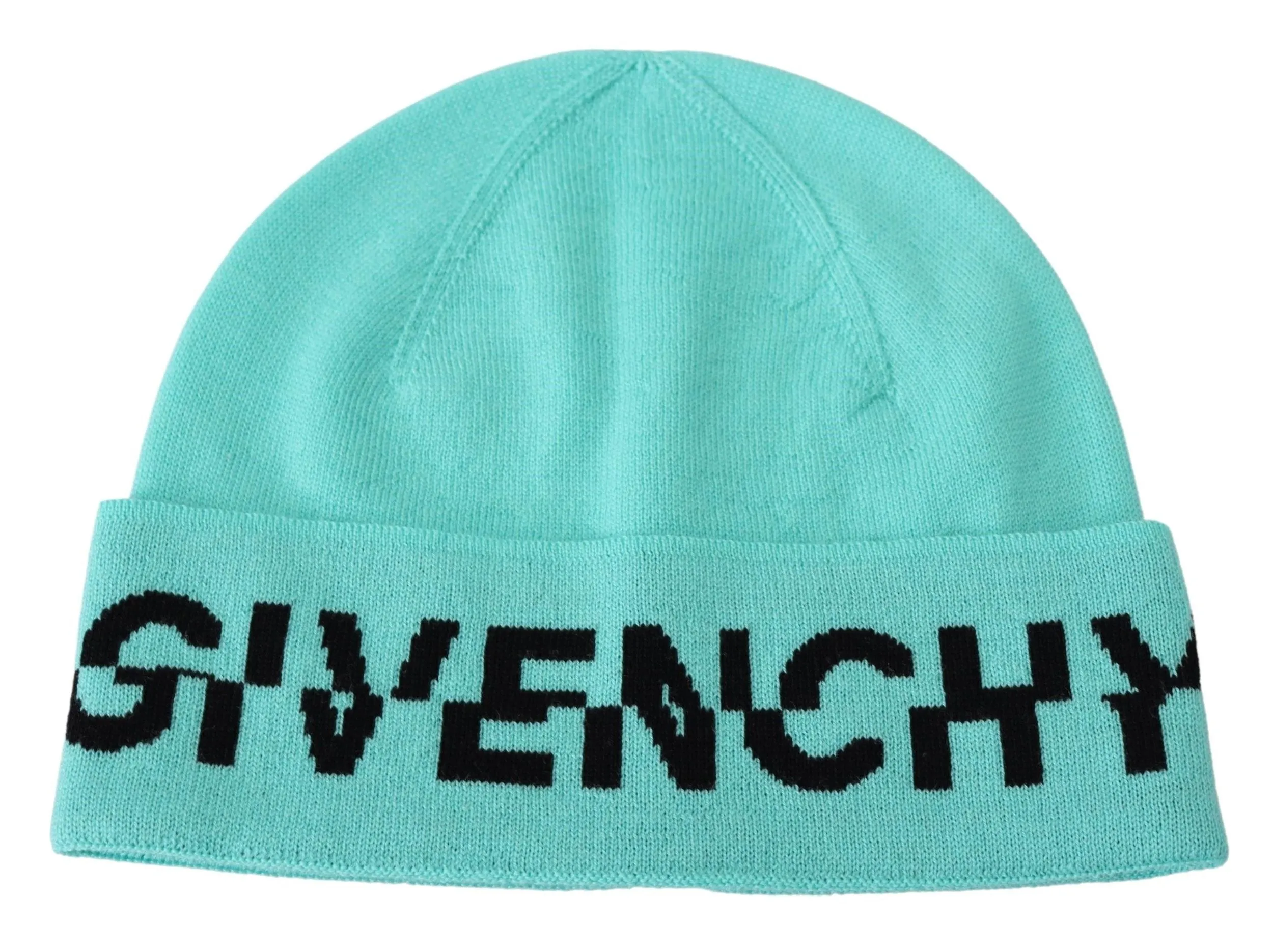 Aquamarine Green Wool Beanie with Signature Logo sold by Louxly