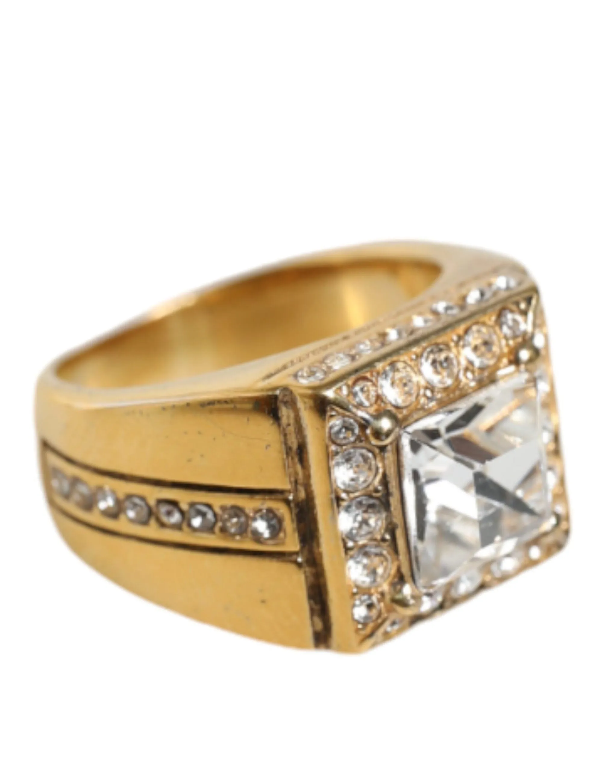 Gold Plated 925 Silver Clear Crystal Ring sold by Louxly