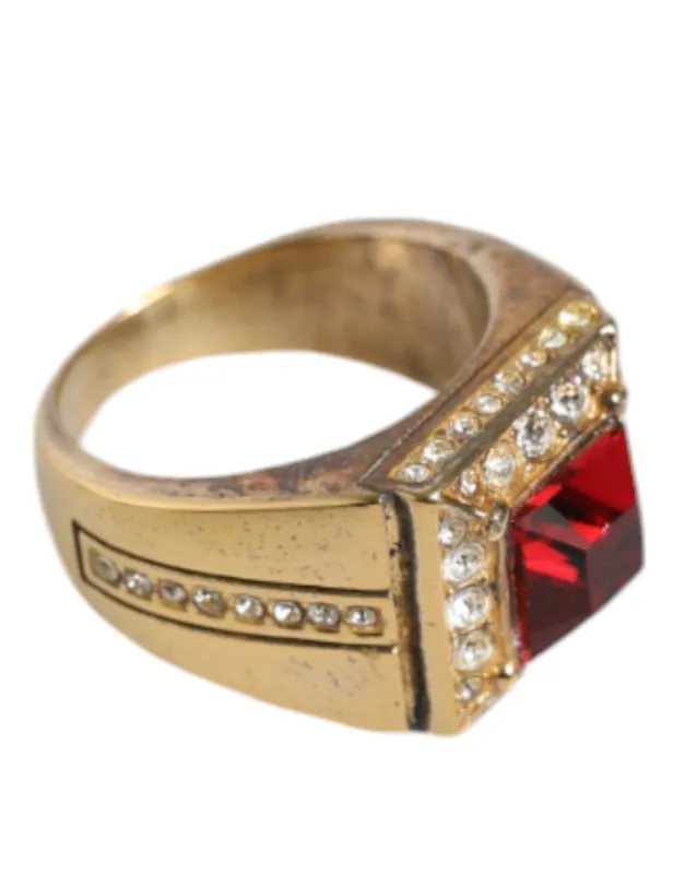 Gold Plated 925 Silver Red Crystal Ring sold by Louxly