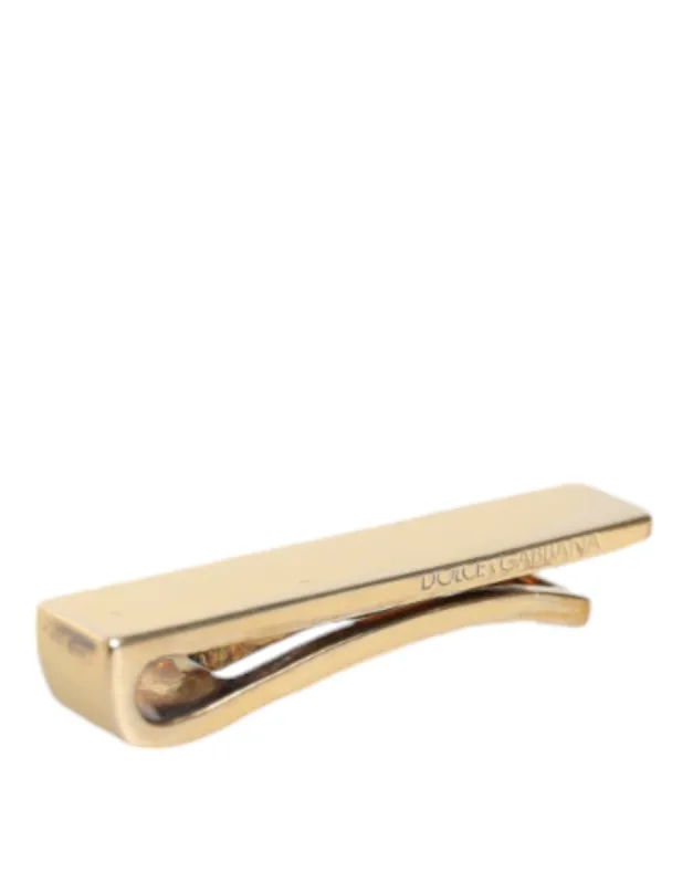 Gold Tone Brass Logo Branded Men Tie Clip Bar sold by Louxly