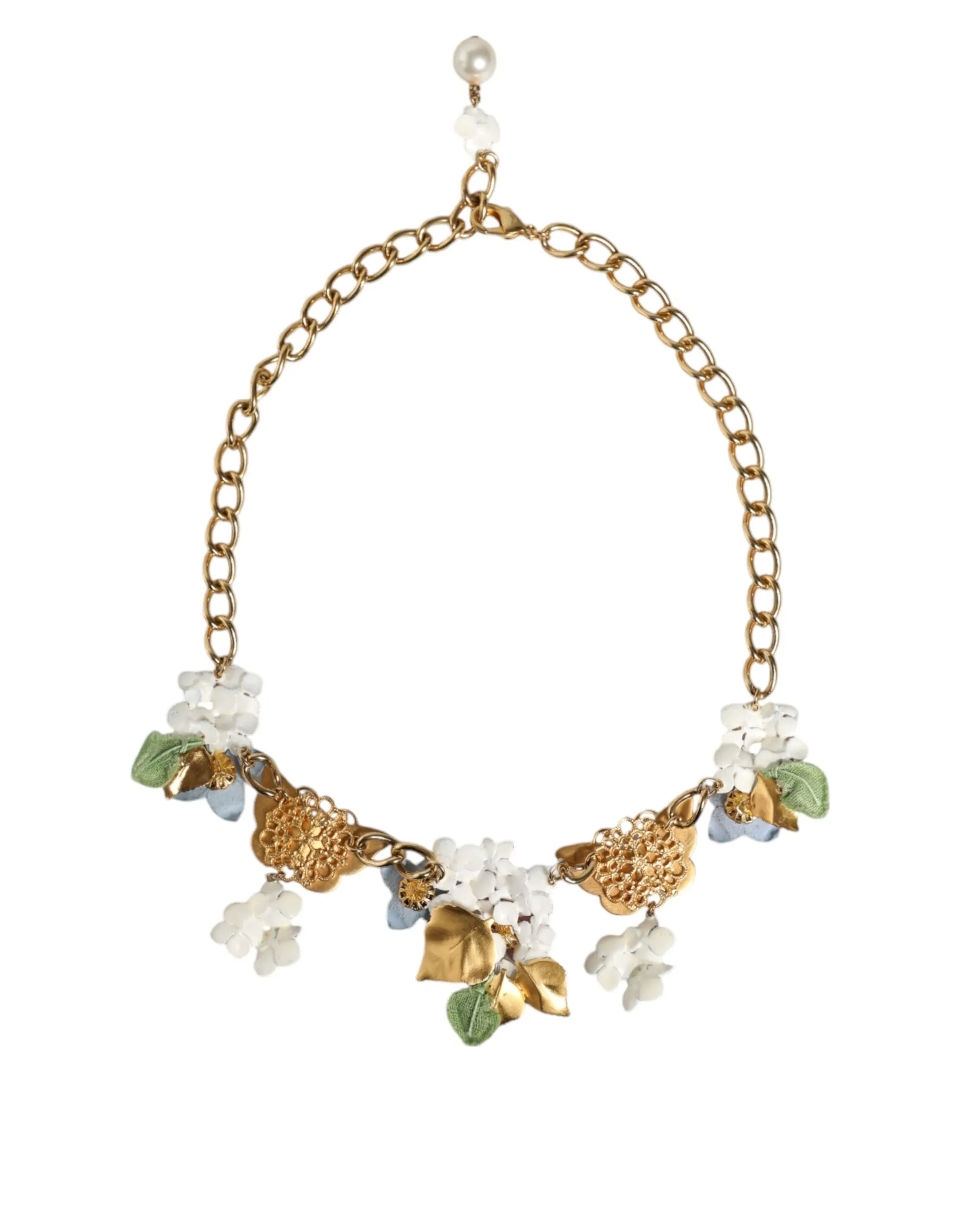 Multicolor Floral Decor Crystal Gold Brass Chain Necklace sold by Louxly product image thumbnail 5
