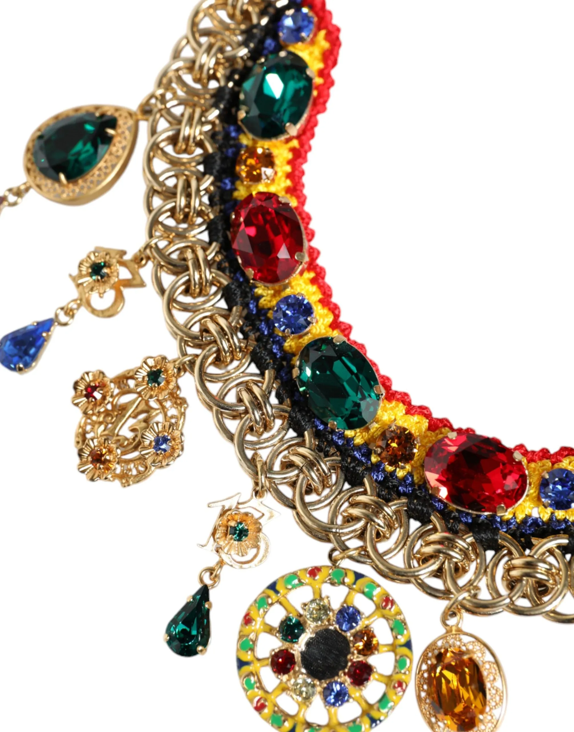 Gold Brass Chain Majolica Embellished Chocker Necklace sold by Louxly product image thumbnail 4