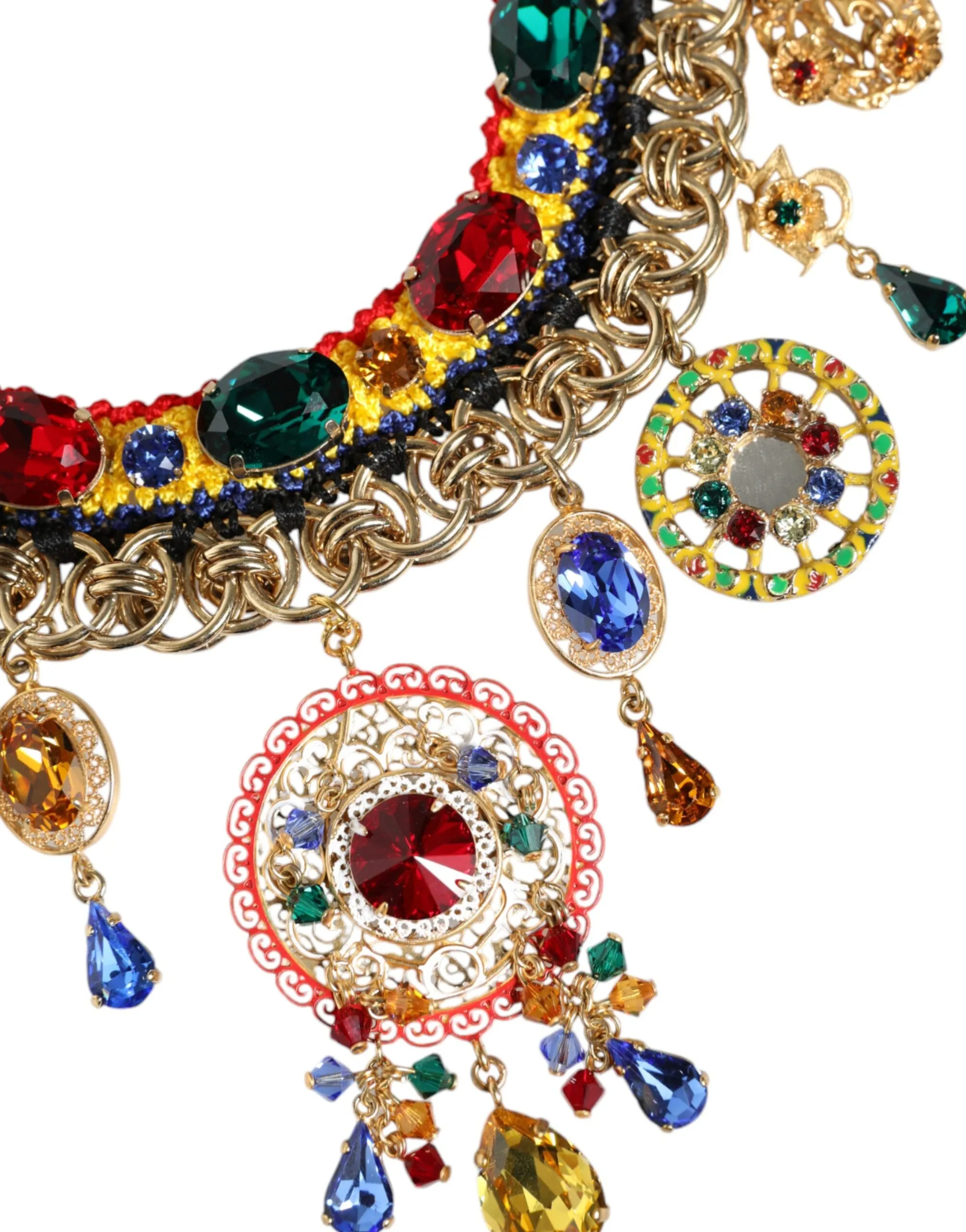 Gold Brass Chain Majolica Embellished Chocker Necklace sold by Louxly product image thumbnail 3