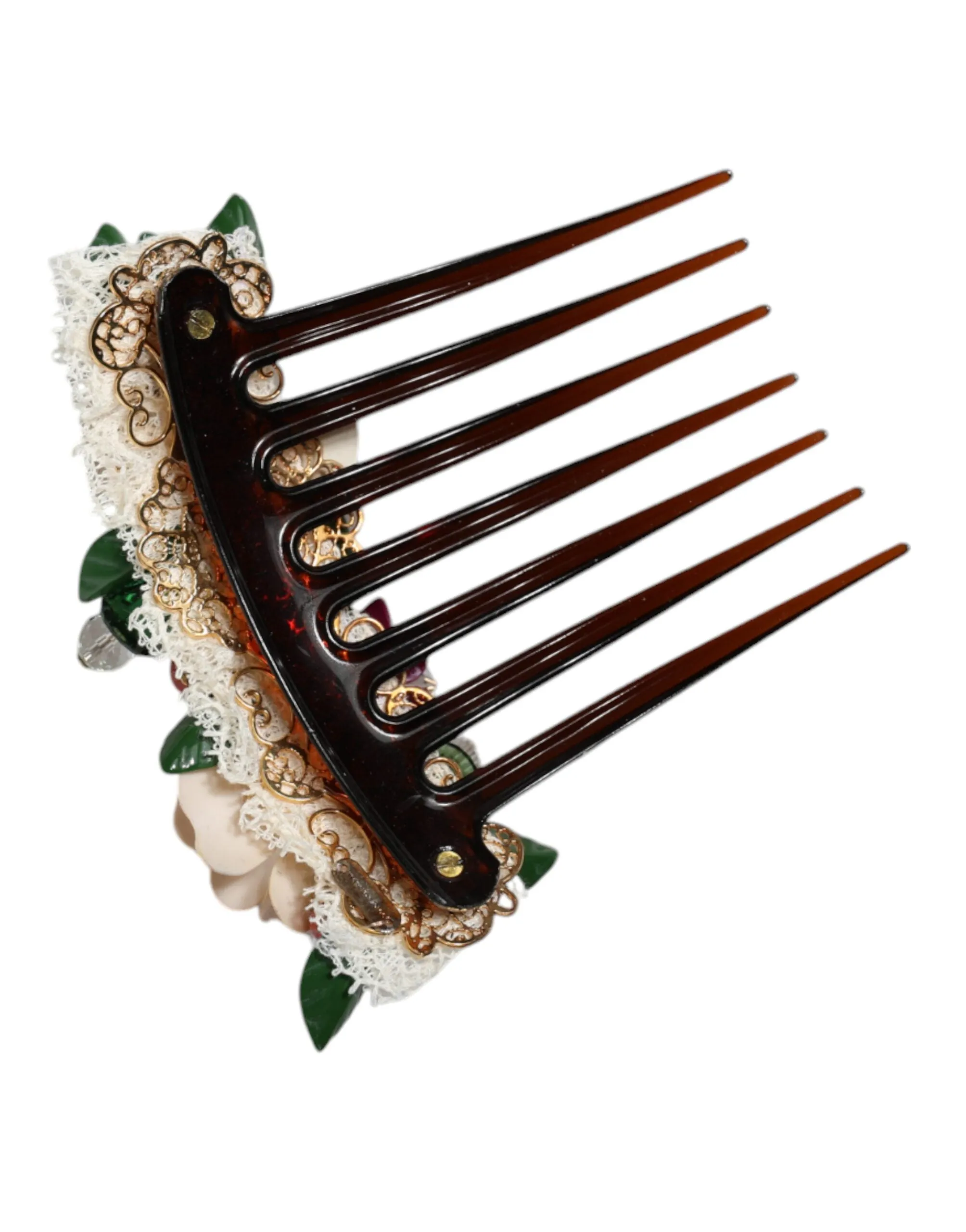 Brown Plastic Crystal Floral Women Hair Comb sold by Louxly product image thumbnail 2