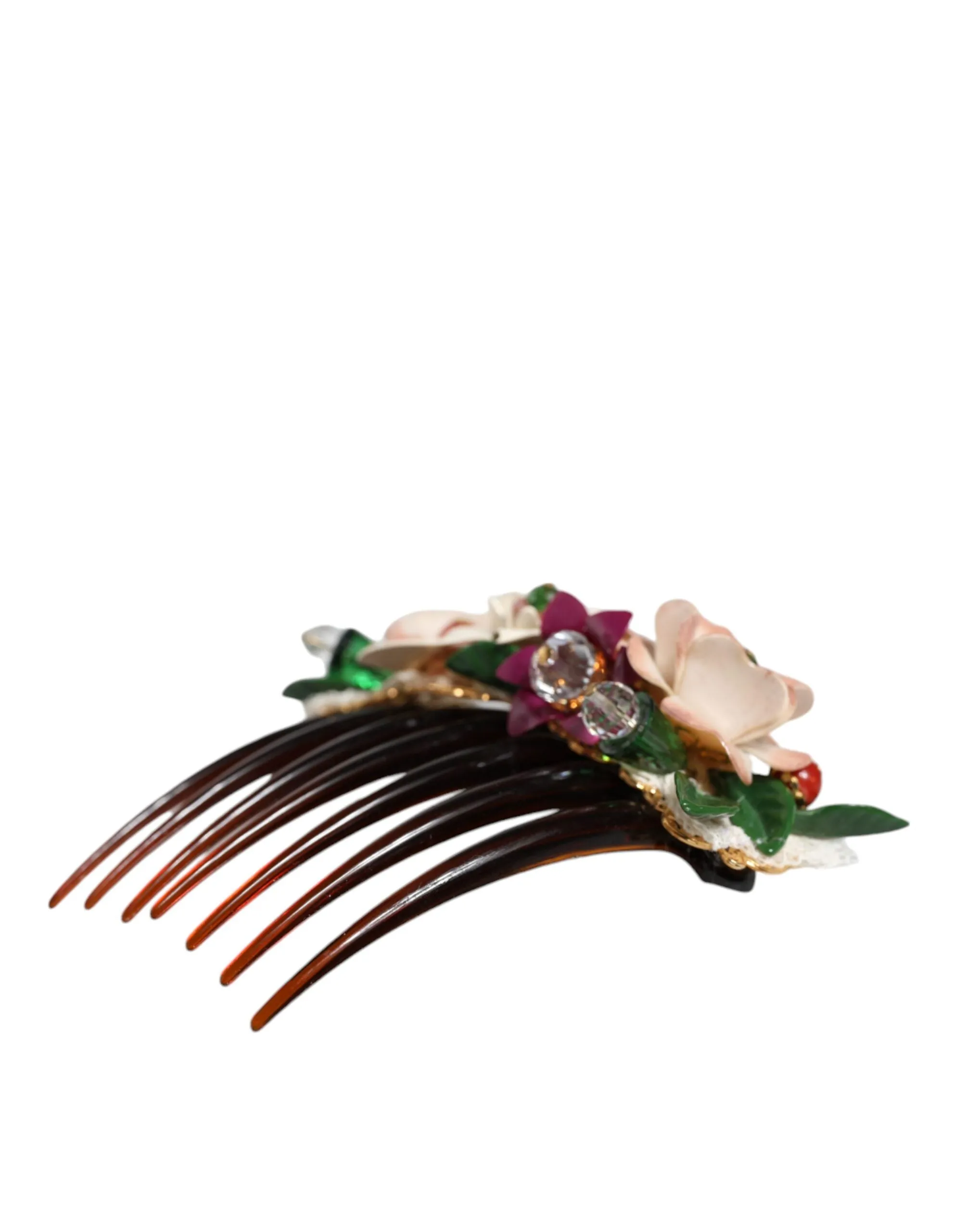 Brown Plastic Crystal Floral Women Hair Comb sold by Louxly product image thumbnail 4