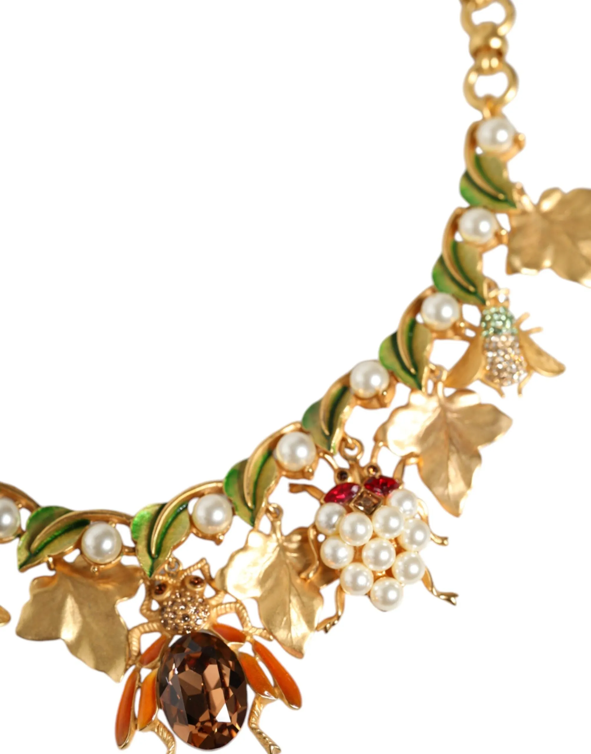 Gold Brass Crystal Bug Charm Pendant Statement Necklace sold by Louxly product image thumbnail 3