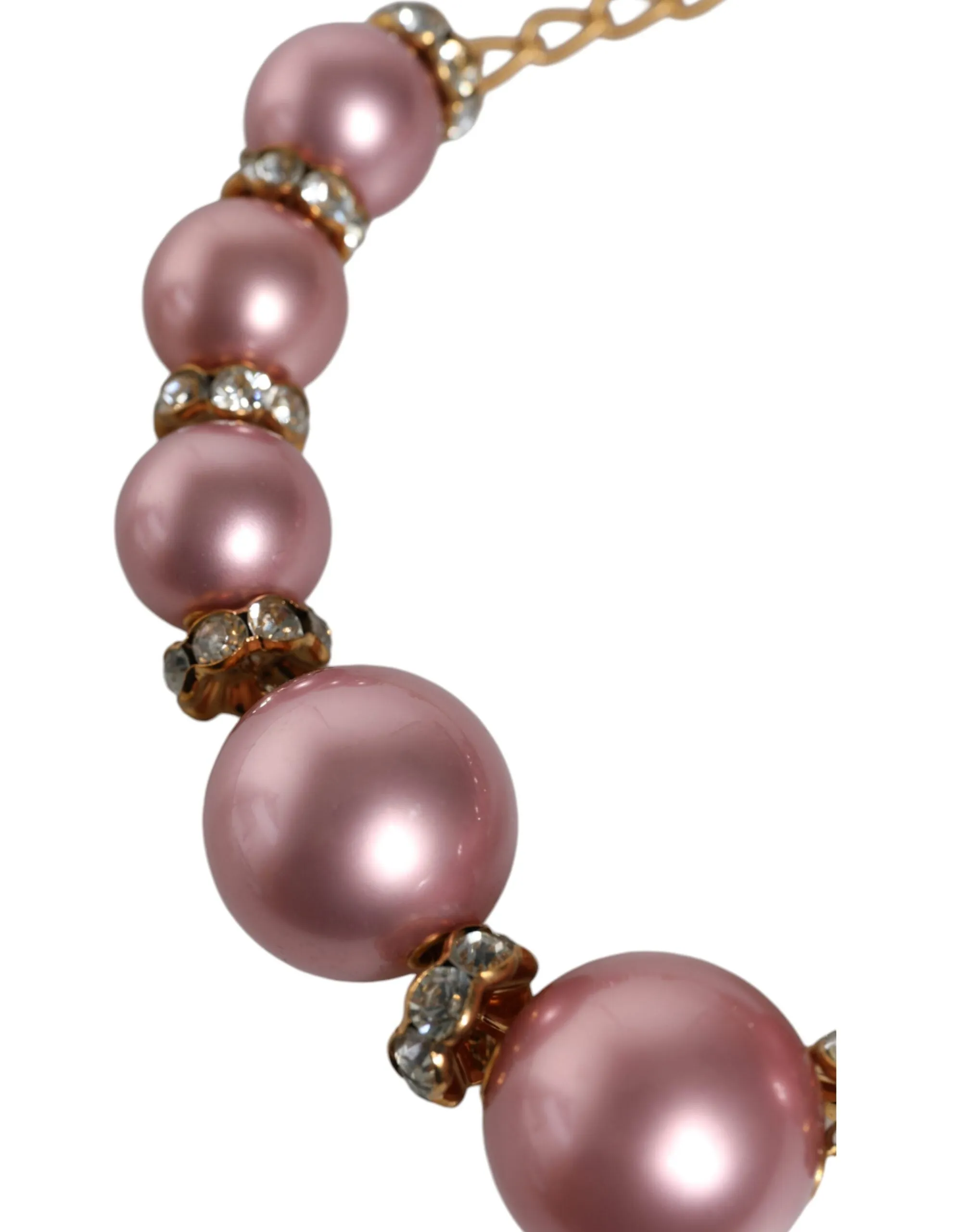 Pink Maxi Faux Pearl Beads Crystals Gold Chain Necklace sold by Louxly product image thumbnail 3