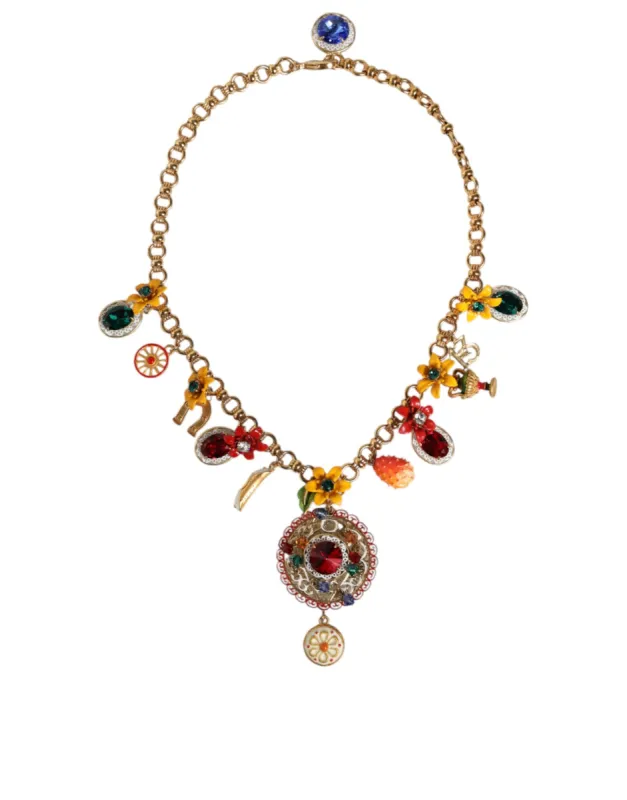 Gold Tone Brass Chain Embellished Statement Necklace sold by Louxly