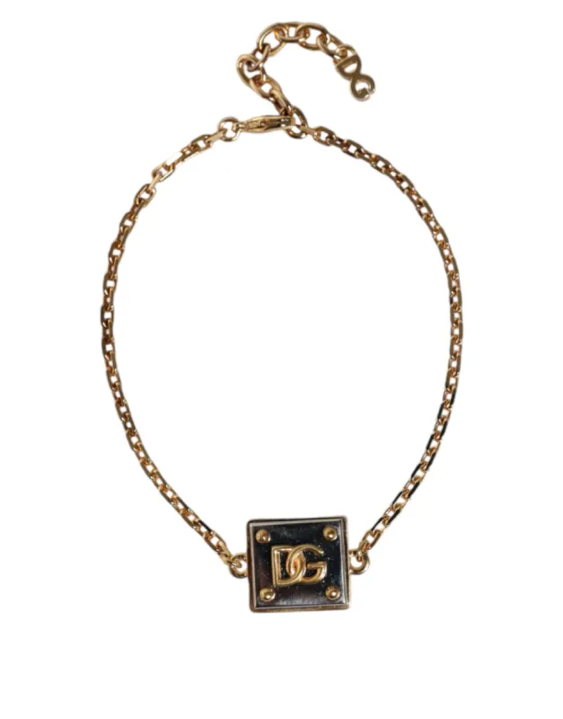 Gold Brass Chain Logo Sicily Pendant Necklace sold by Louxly