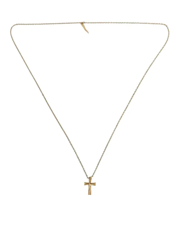 Gold Tone Brass Chain Cross Pendant Jewelry Necklace sold by Louxly