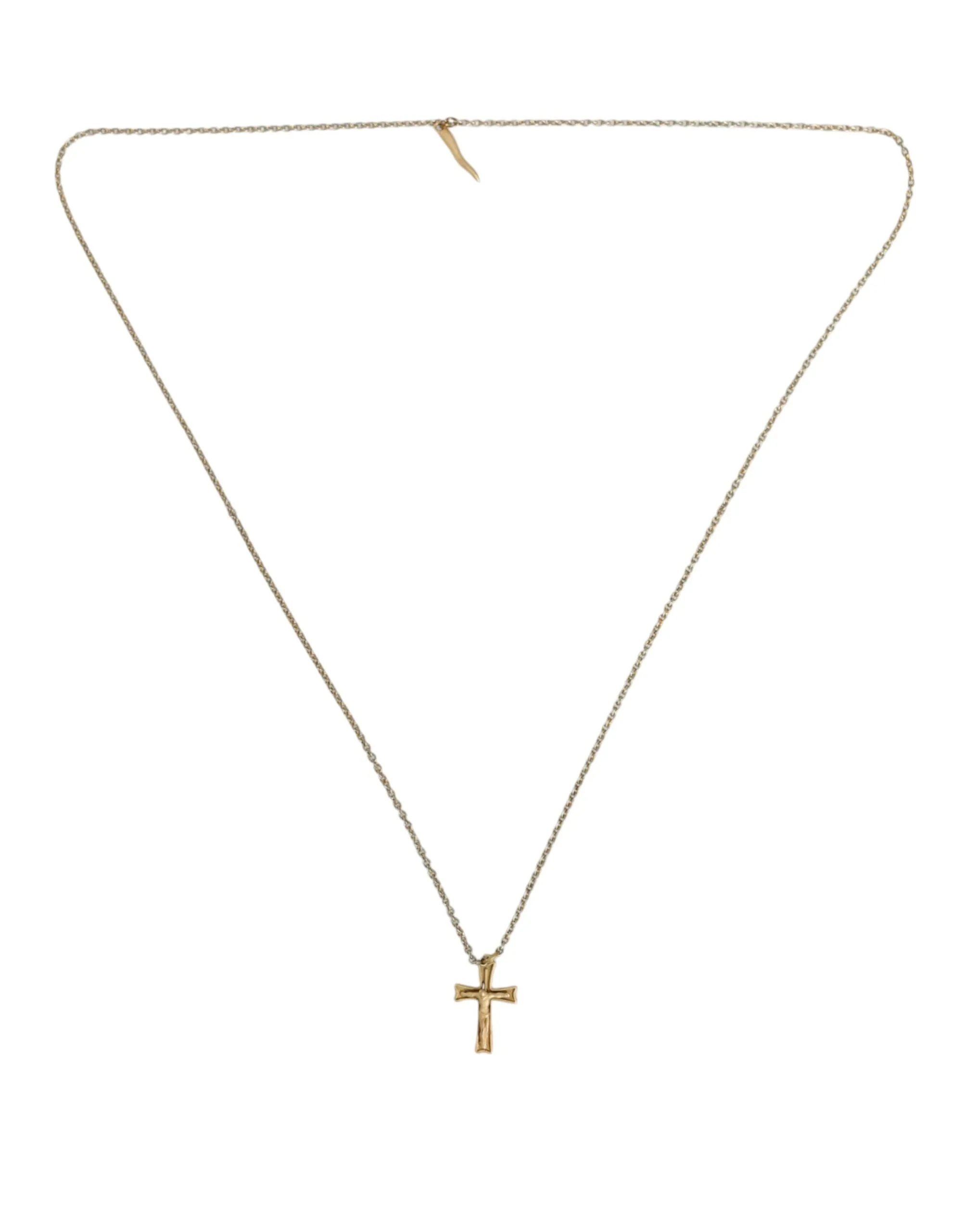 Gold Tone Brass Chain Cross Pendant Jewelry Necklace sold by Louxly
