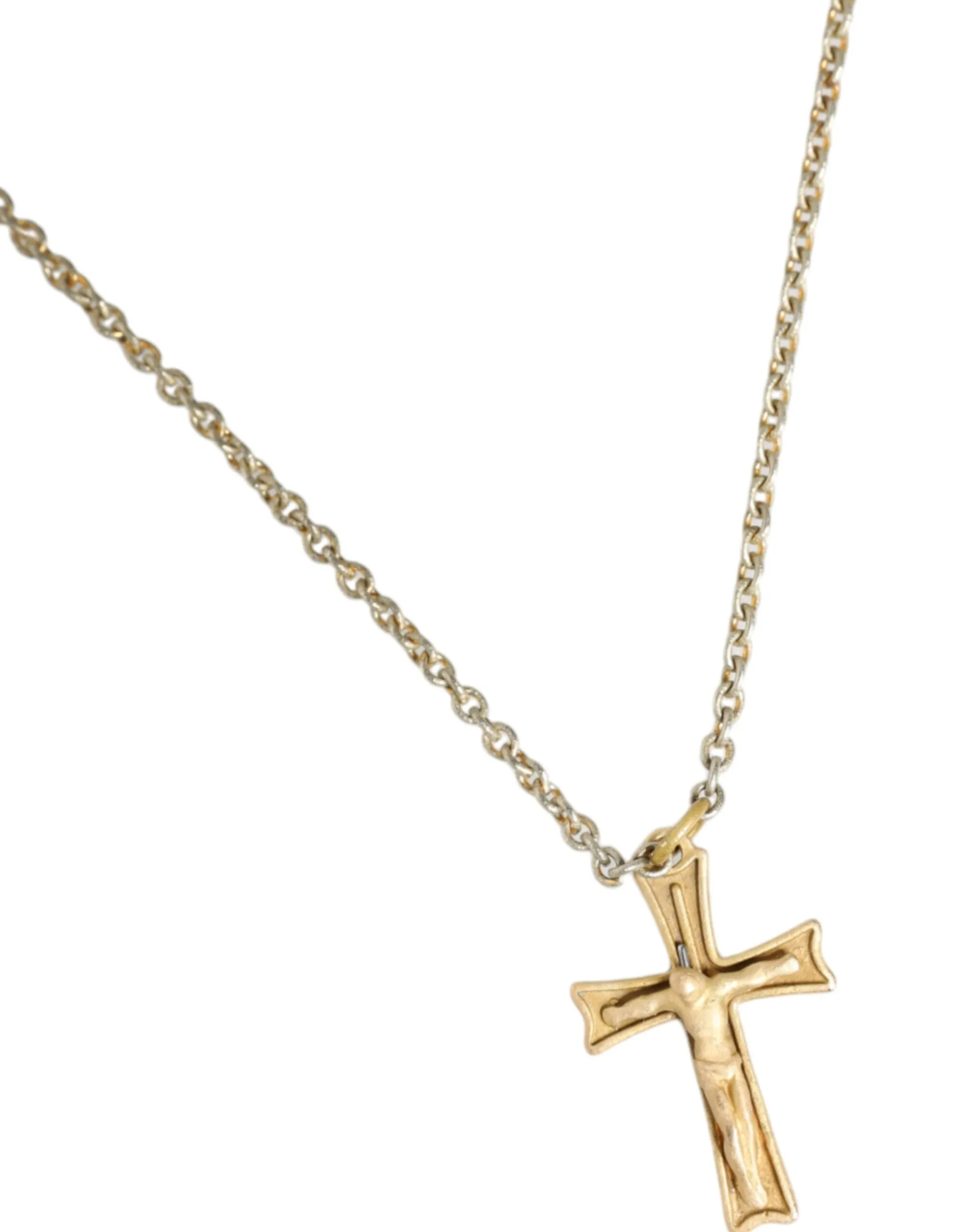 Gold Tone Brass Chain Cross Pendant Jewelry Necklace sold by Louxly product image thumbnail 3