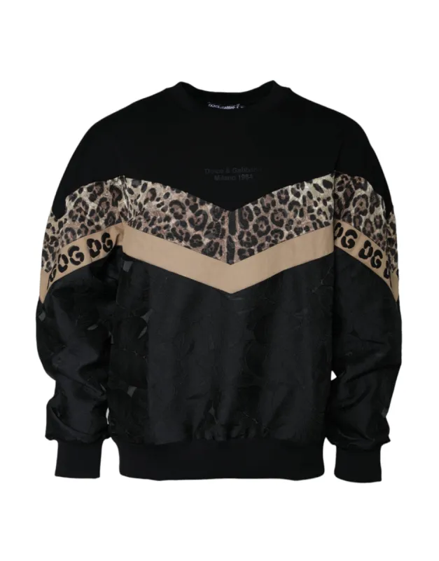 Black Leopard Crew Neck Sweatshirt Sweater sold by Louxly