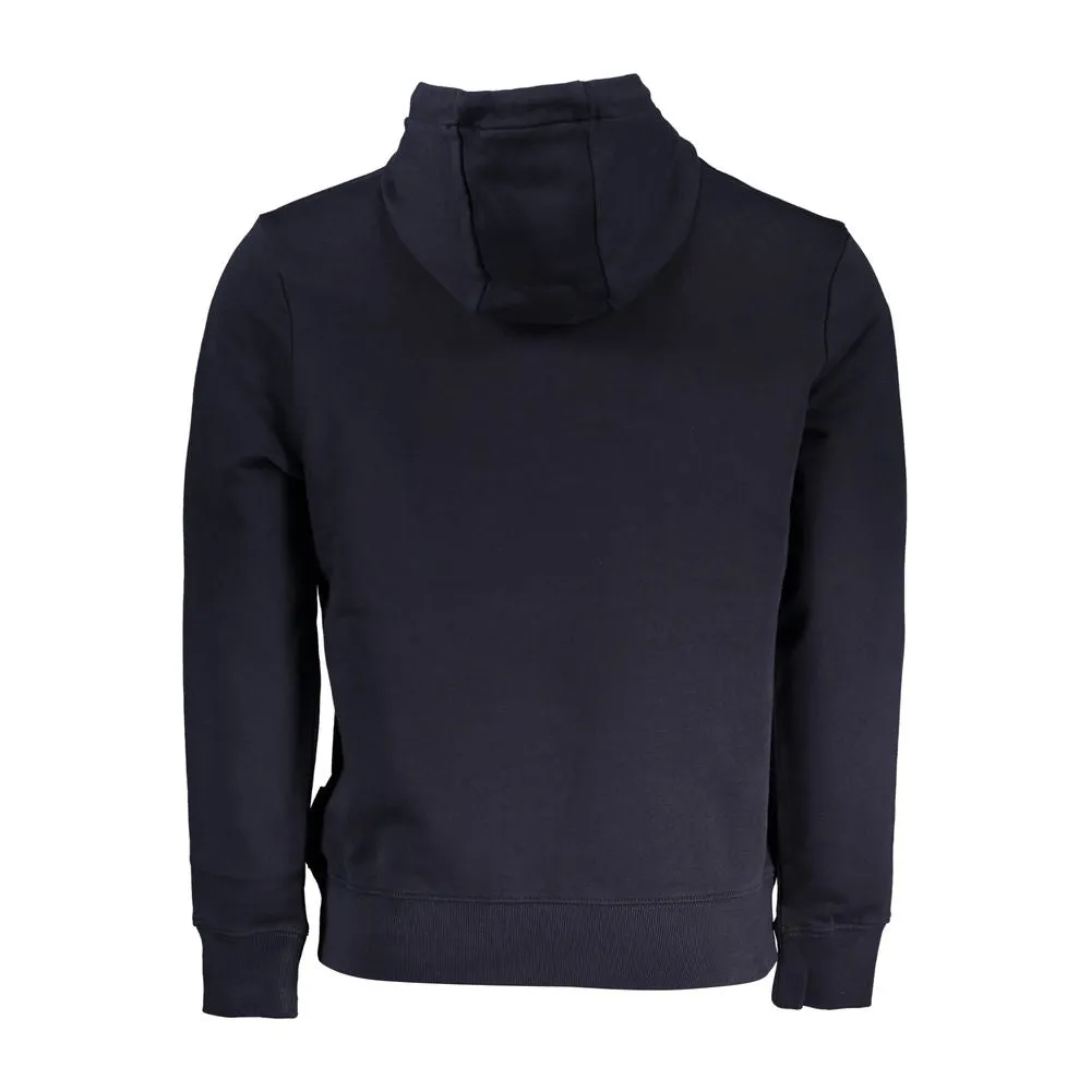 Blue Cotton Hooded Sweatshirt with Contrast Details sold by Louxly product image thumbnail 2