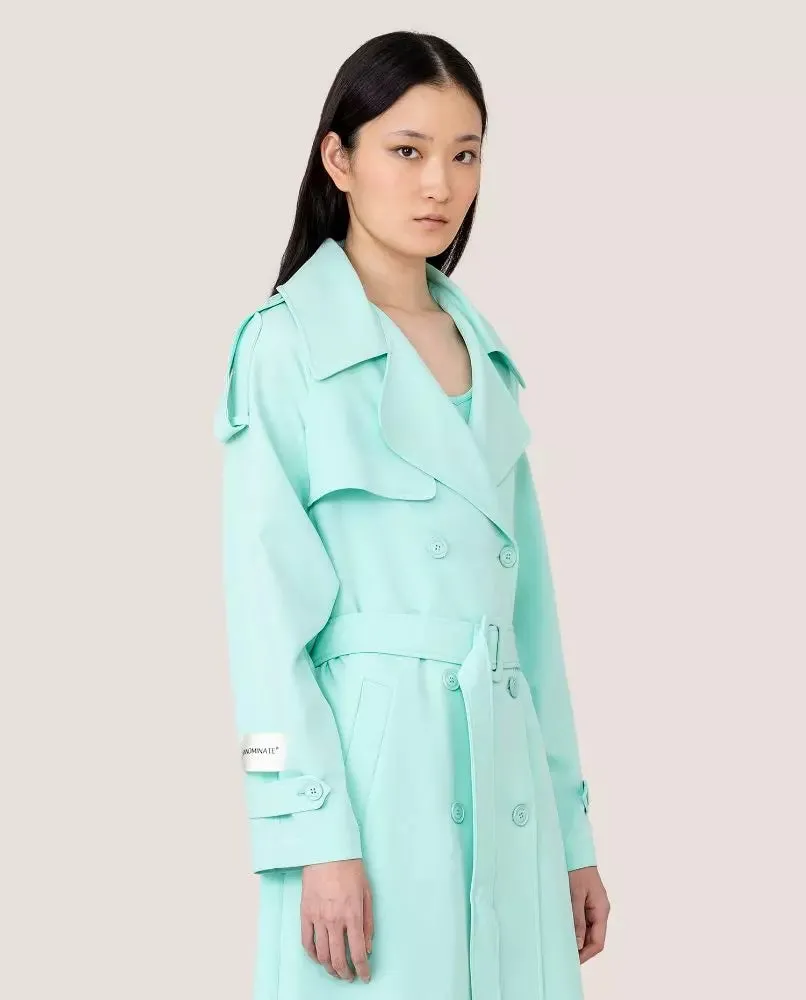 Elegant Light Blue Double-Breasted Trench Coat sold by Louxly product image thumbnail 4