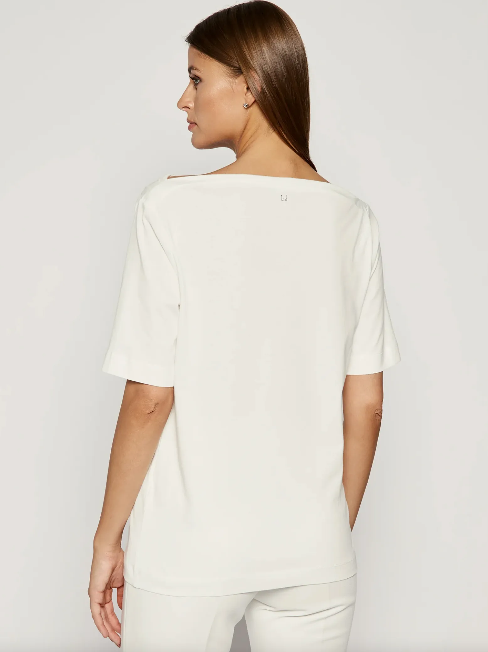 Elegant White Cotton Tee with Rhinestone Accents sold by Louxly product image thumbnail 4