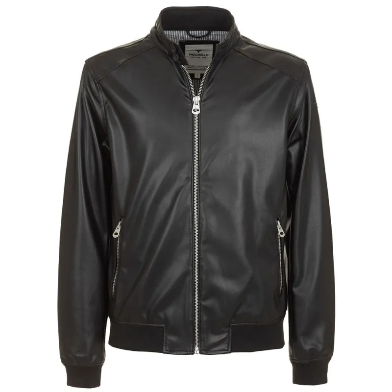 Eco-Leather Zip-Up Jacket with Buttoned Collar sold by Louxly