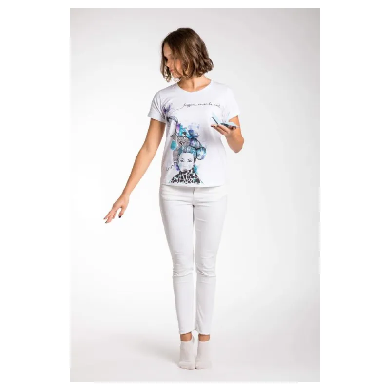 Chic White Stretch Viscose Tee sold by Louxly