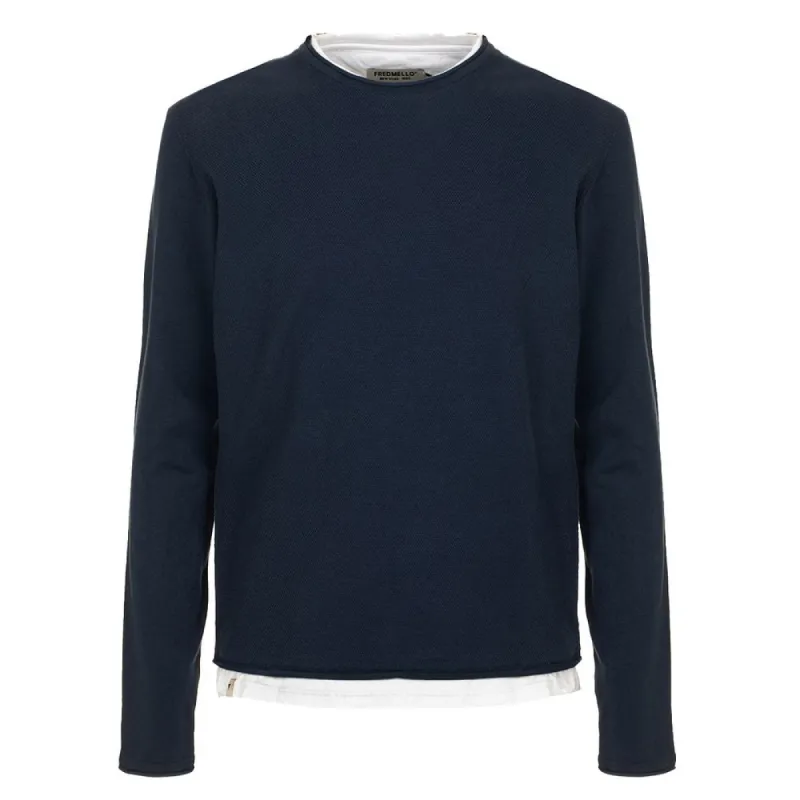 Elegant Long Sleeve Cotton Sweater with Contrast Edges sold by Louxly
