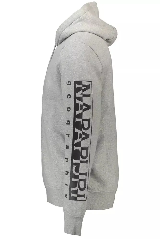 Chic Gray Hooded Sweatshirt with Logo Detail sold by Louxly product image thumbnail 3