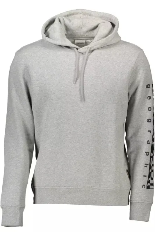 Chic Gray Hooded Sweatshirt with Logo Detail sold by Louxly