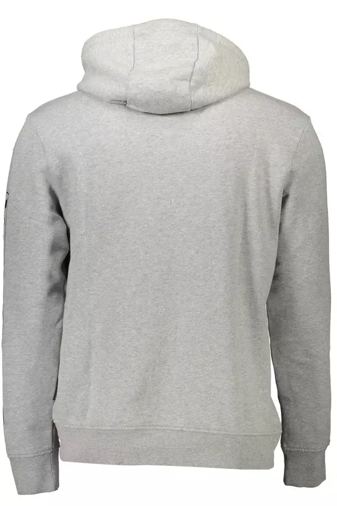 Chic Gray Hooded Sweatshirt with Logo Detail sold by Louxly product image thumbnail 2