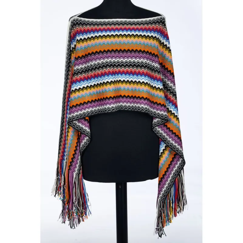 Multicolor Wool Poncho sold by Louxly