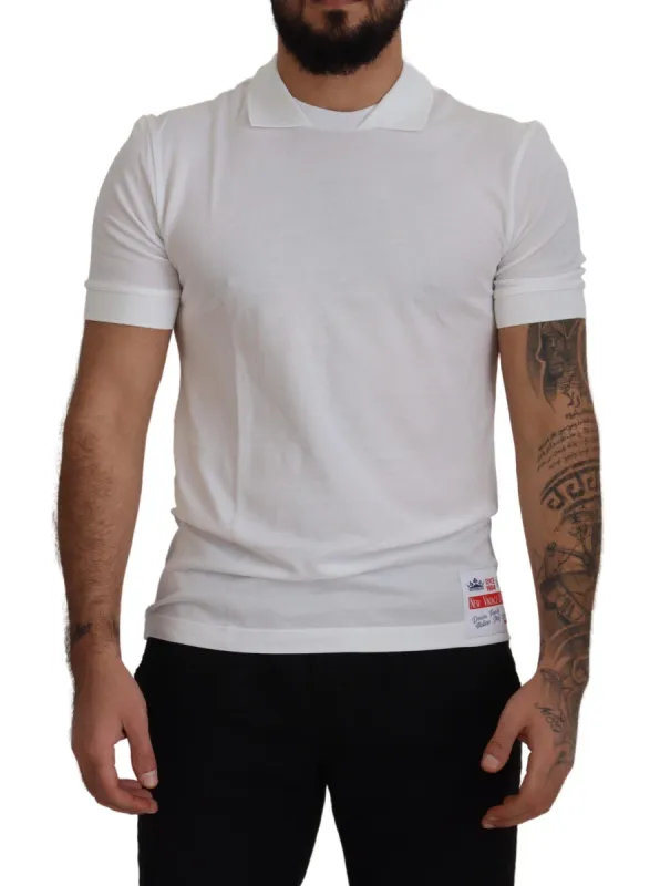 Elegant White Cotton Polo T-Shirt sold by Louxly