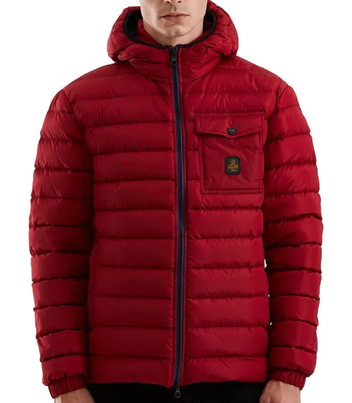 Red Nylon Men Jacket made by Louxly