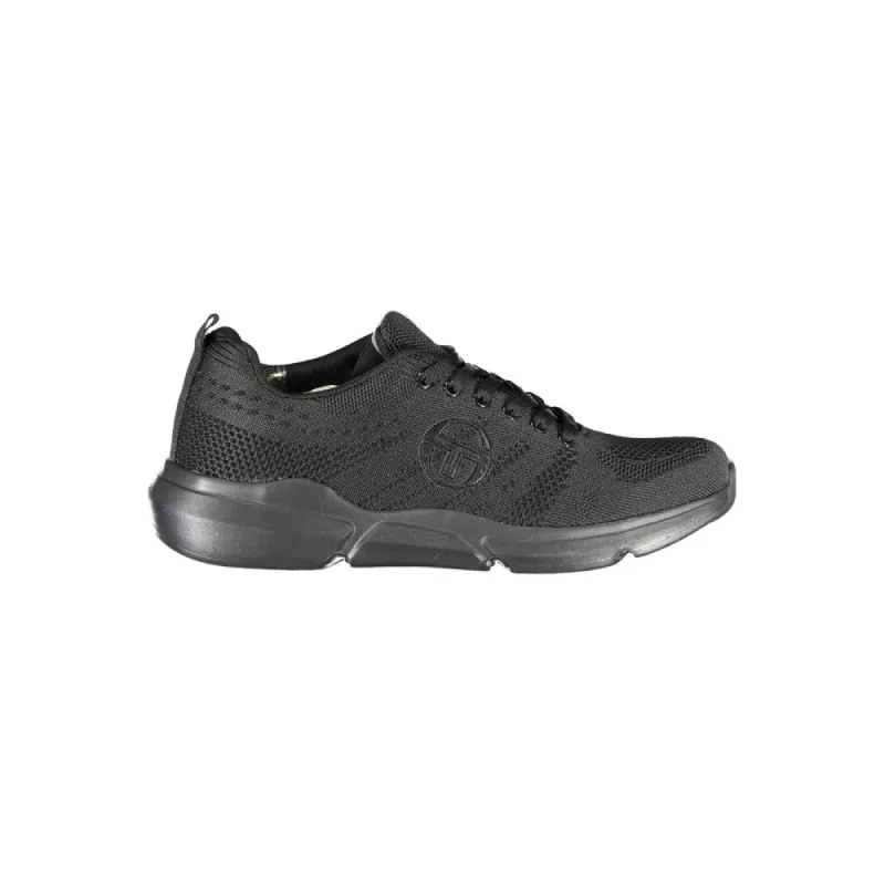 Sleek Black Lace-up Sneakers with Contrast Detailing sold by Louxly