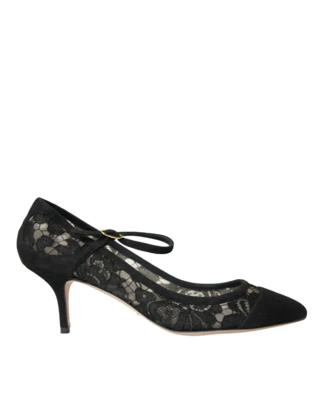 Black Taormina Lace Mary Janes Pumps Shoes sold by Louxly