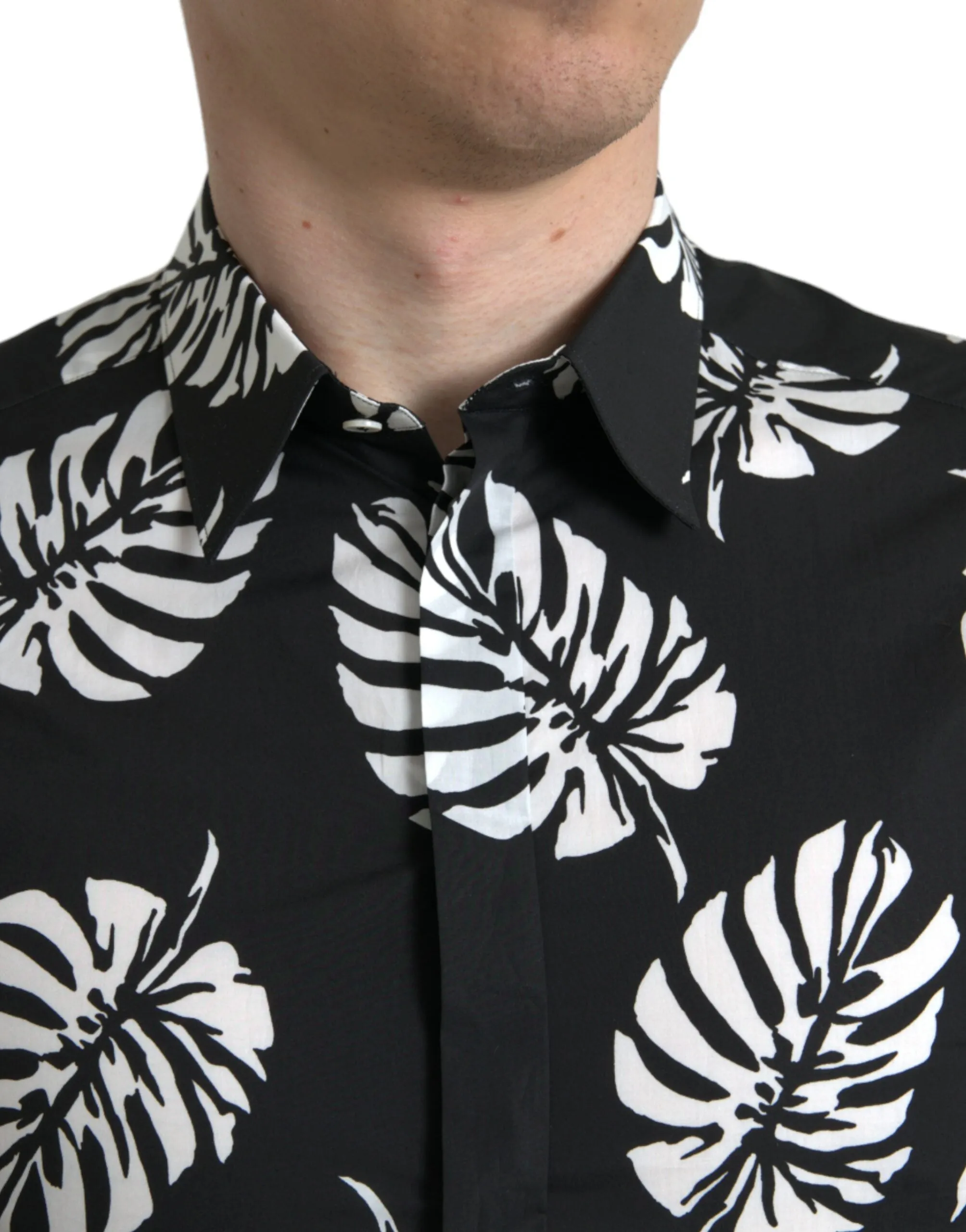 Elegant Leaf Print Slim Fit Dress Shirt sold by Louxly product image thumbnail 3