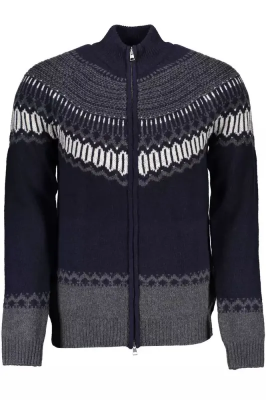 Blue Wool Men Cardigan sold by Louxly