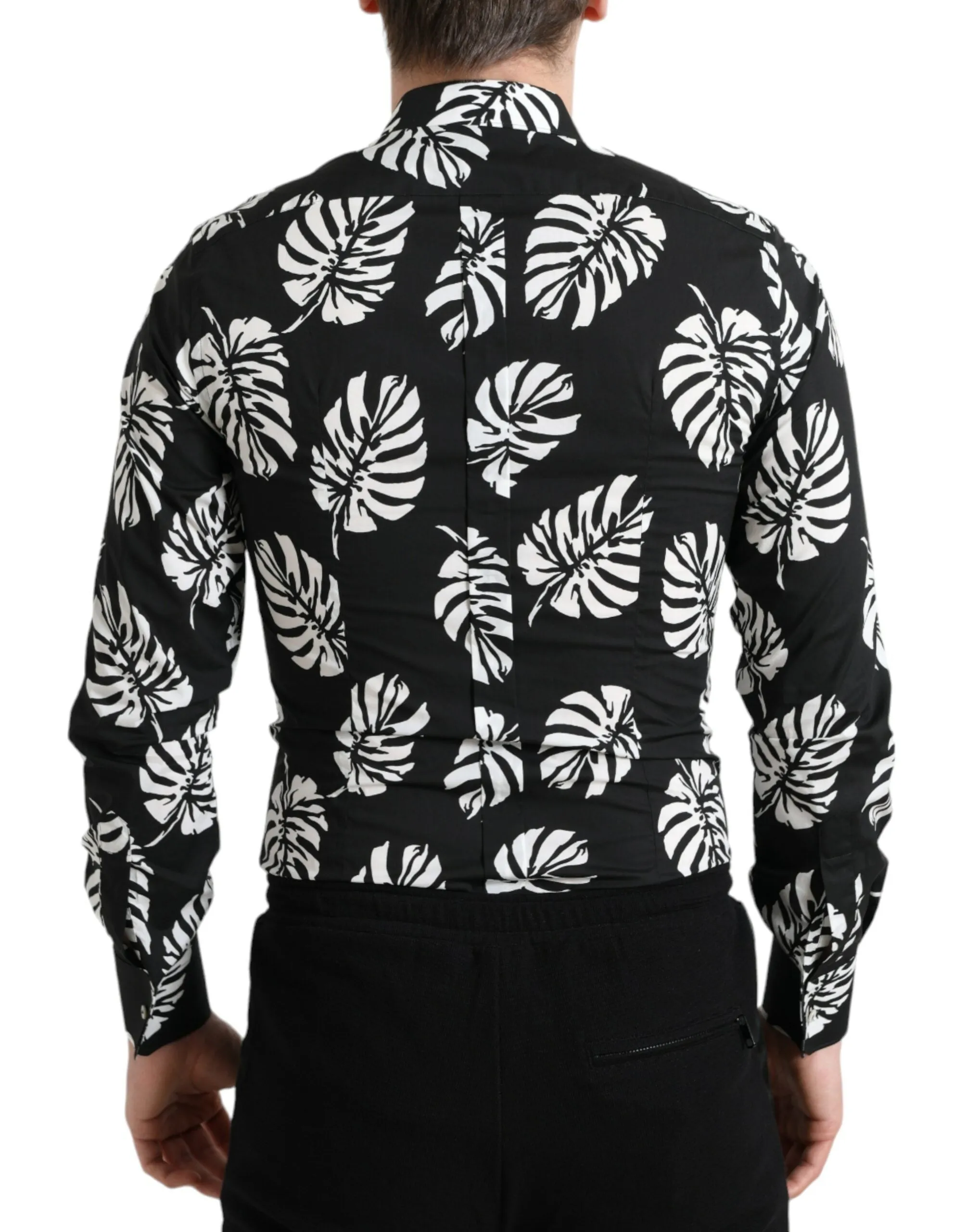 Elegant Leaf Print Slim Fit Dress Shirt sold by Louxly product image thumbnail 2