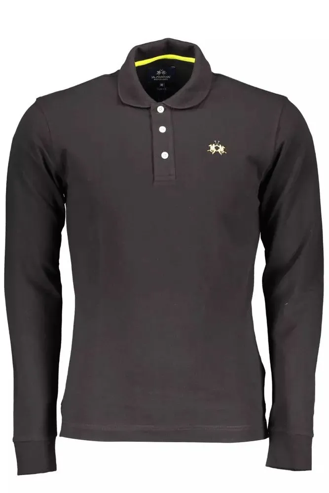 Black Cotton Men Polo Shirt sold by Louxly