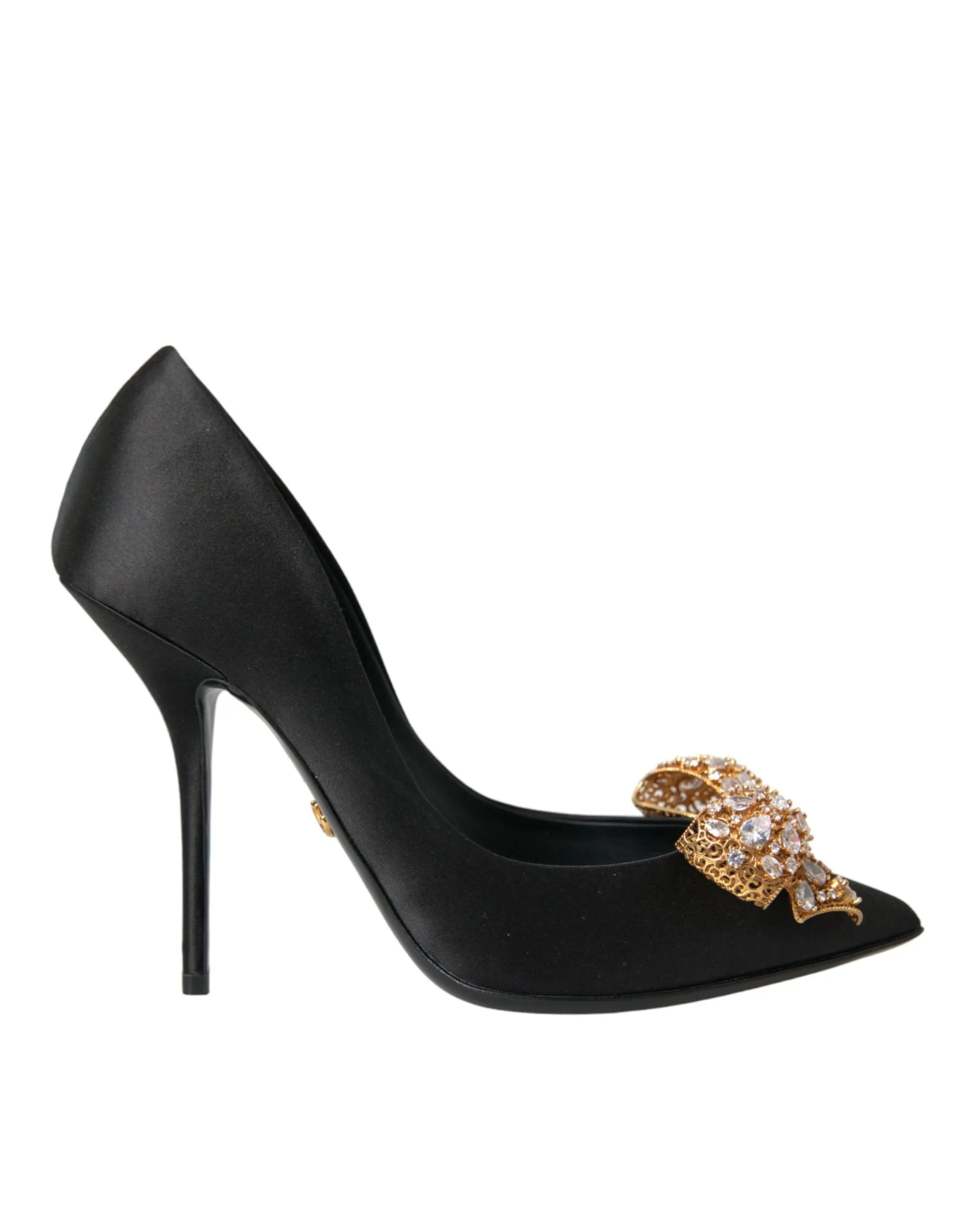 Black Satin Bow Crystal Heels Pumps Shoes sold by Louxly