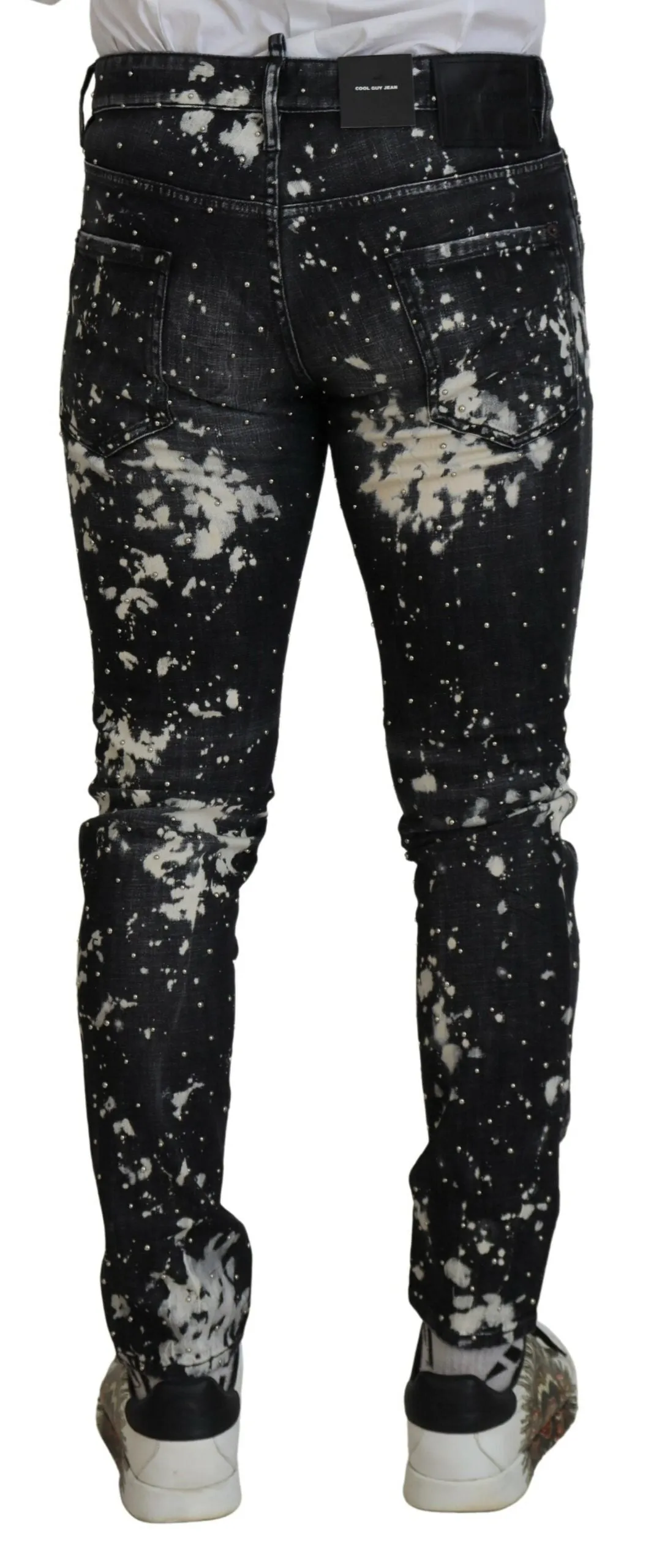 Black Washed White Color Splash Casual Denim Jeans sold by Louxly product image thumbnail 3