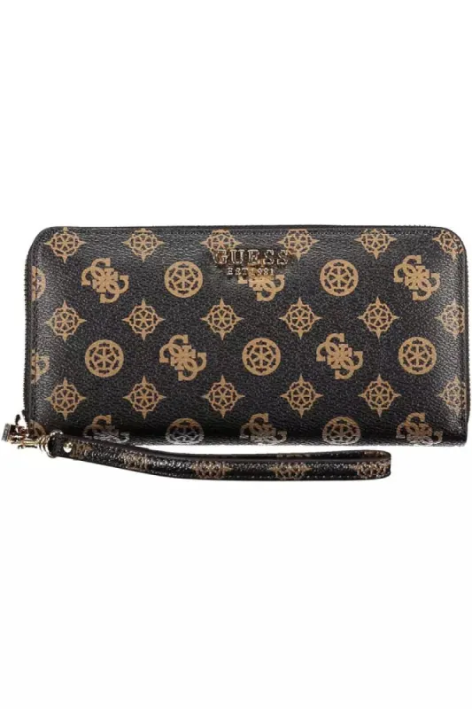 Chic Brown Polyethylene Zip Wallet with Logo sold by Louxly