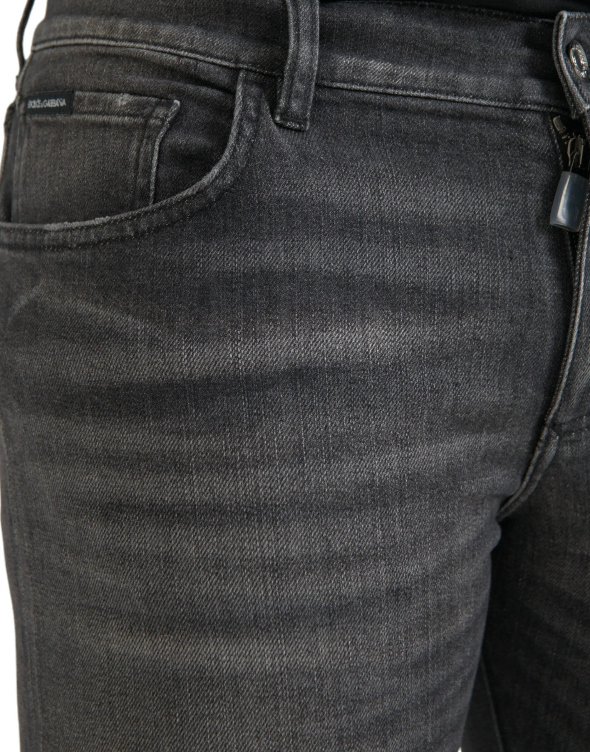 Gray Washed Cotton Stretch Skinny Denim Jeans sold by Louxly product image thumbnail 4
