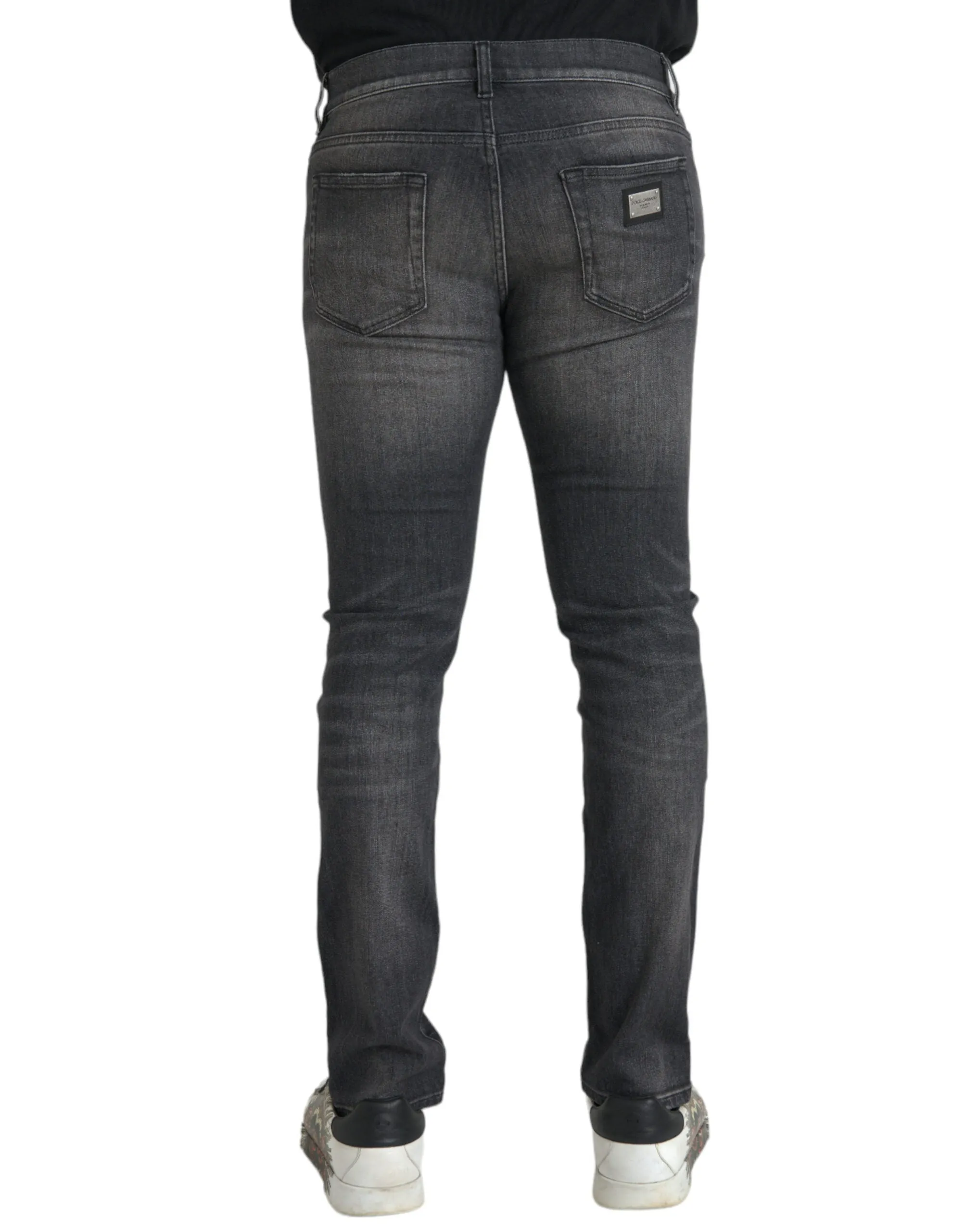Gray Washed Cotton Stretch Skinny Denim Jeans sold by Louxly product image thumbnail 3
