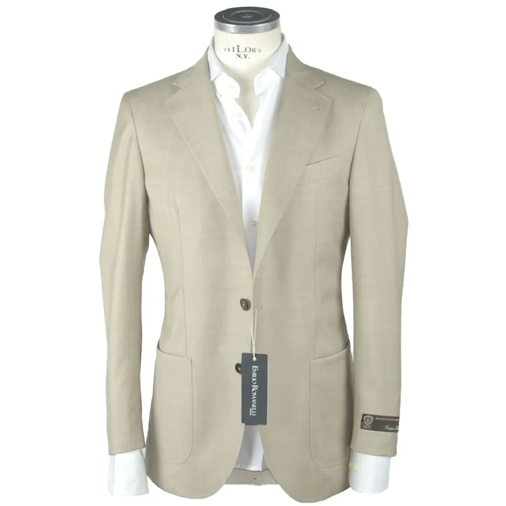 Beige Wool Men Blazer sold by Louxly