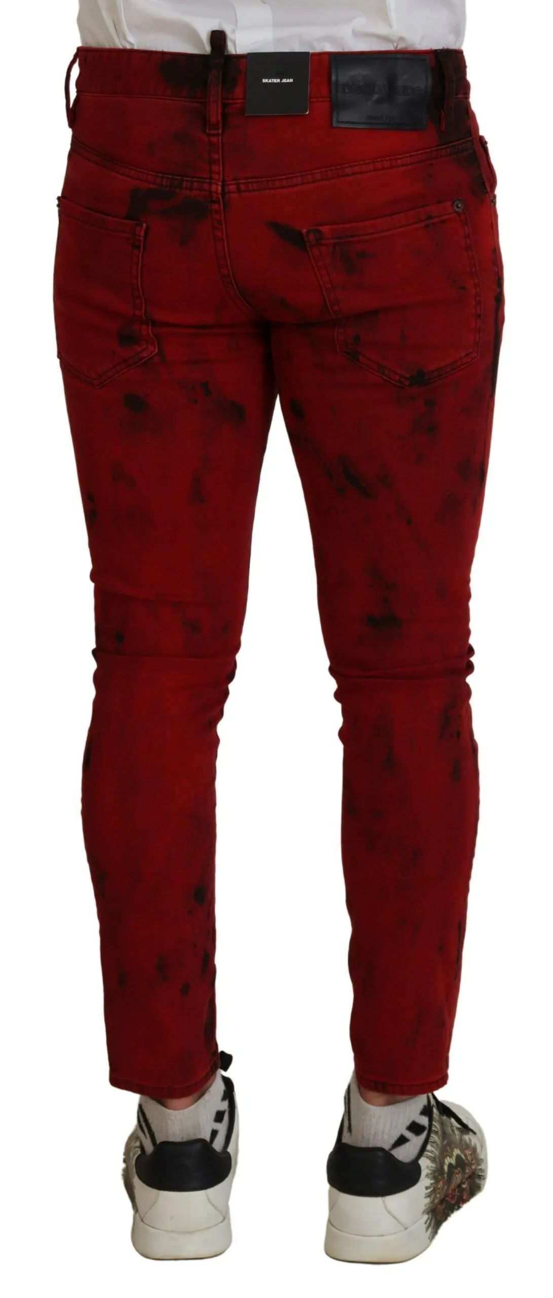 Red Cotton Tie Dye Skinny Casual Denim Jeans sold by Louxly product image thumbnail 3