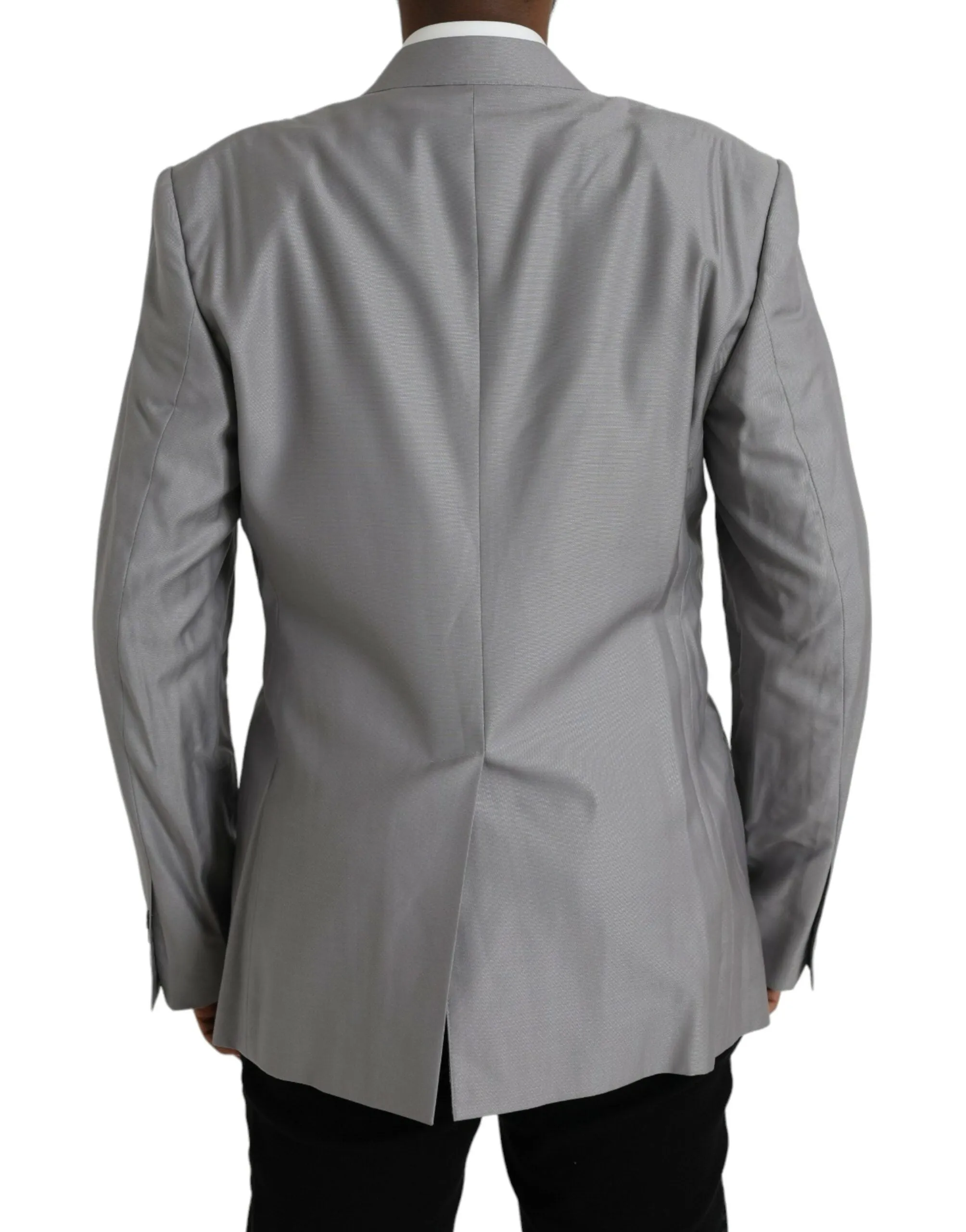 Gray Wool Peak Single Breasted Coat Blazer sold by Louxly product image thumbnail 3