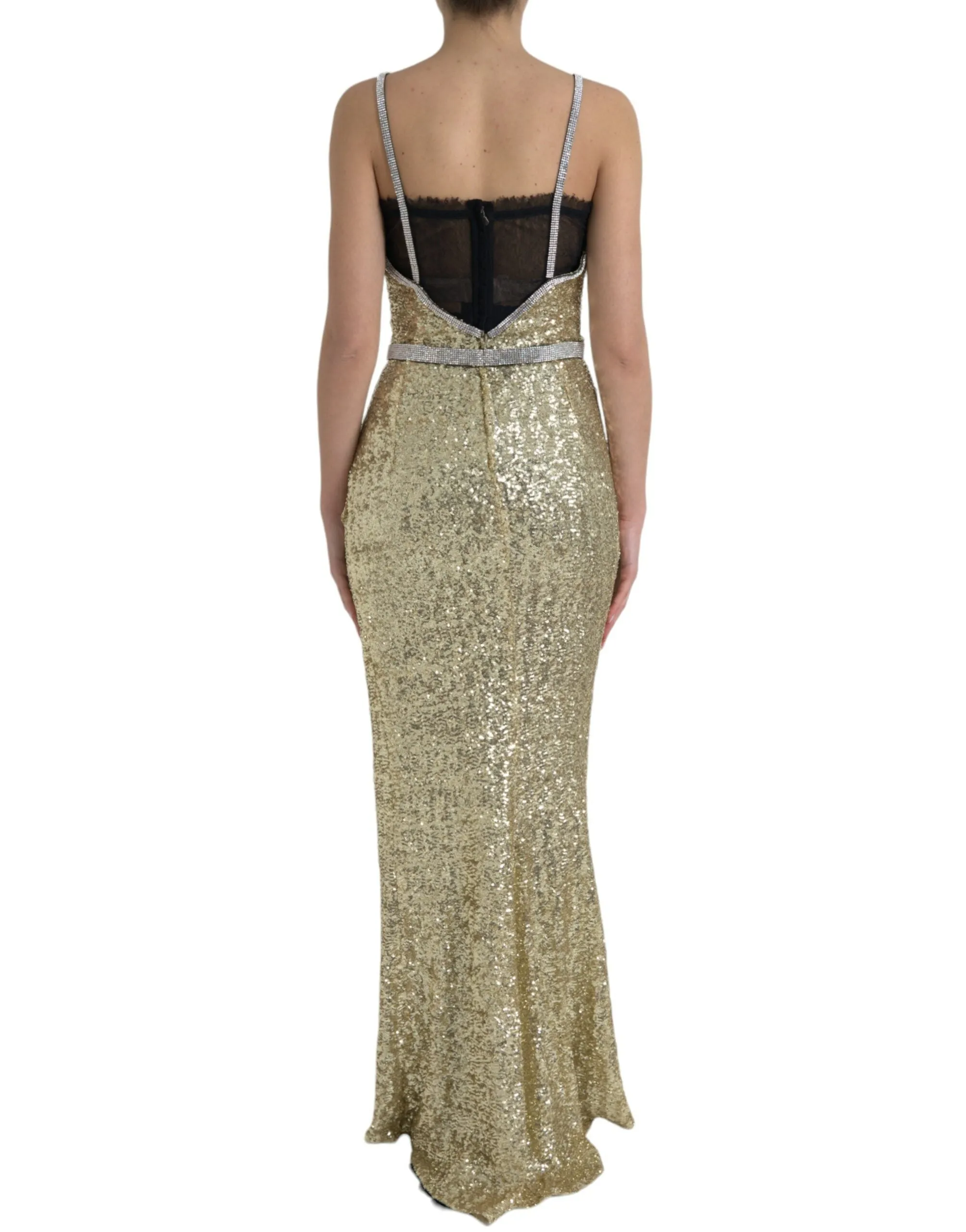 Golden Sequin Evening Dress with Silk Blend Lining sold by Louxly product image thumbnail 3