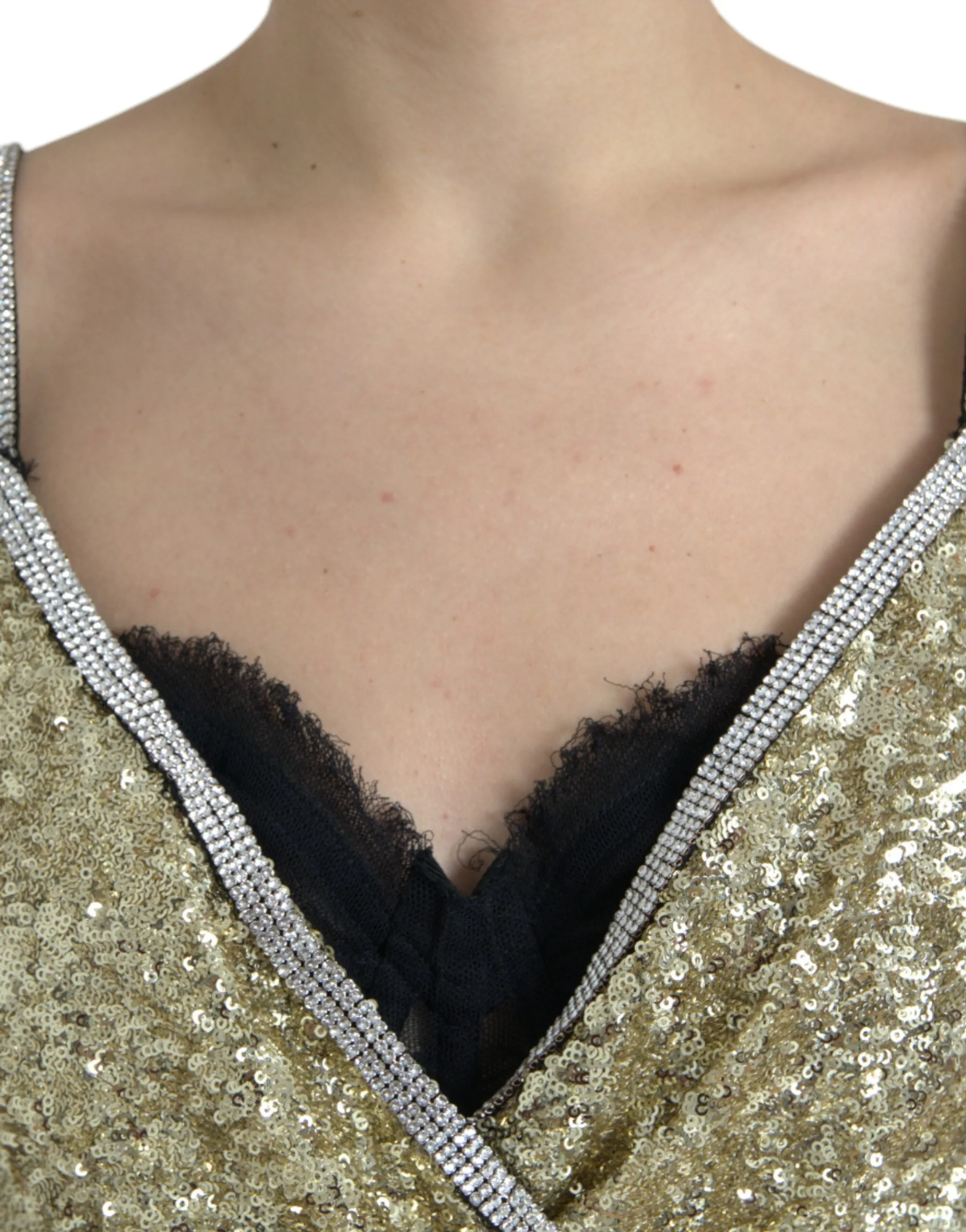 Golden Sequin Evening Dress with Silk Blend Lining sold by Louxly product image thumbnail 4