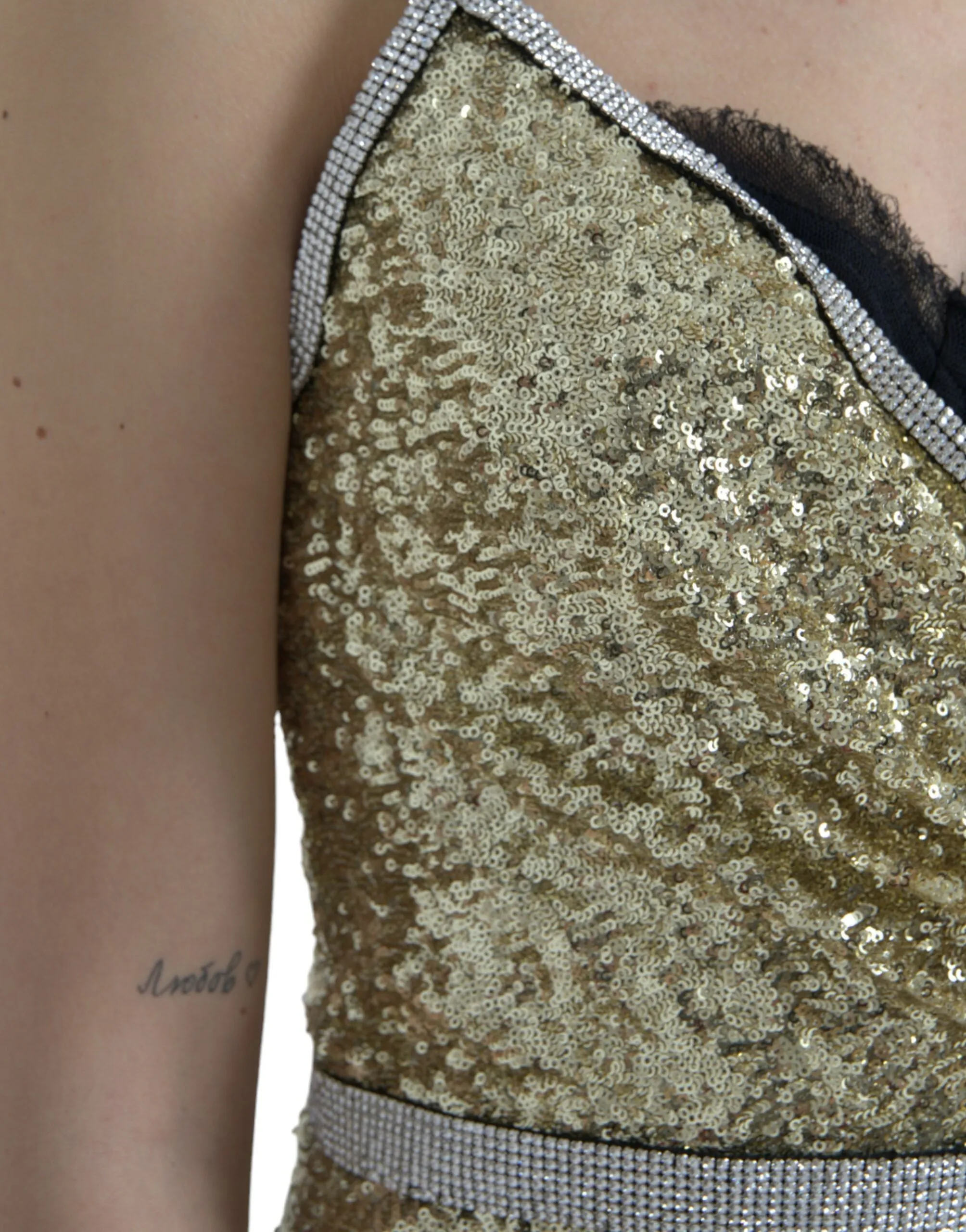 Golden Sequin Evening Dress with Silk Blend Lining sold by Louxly product image thumbnail 5