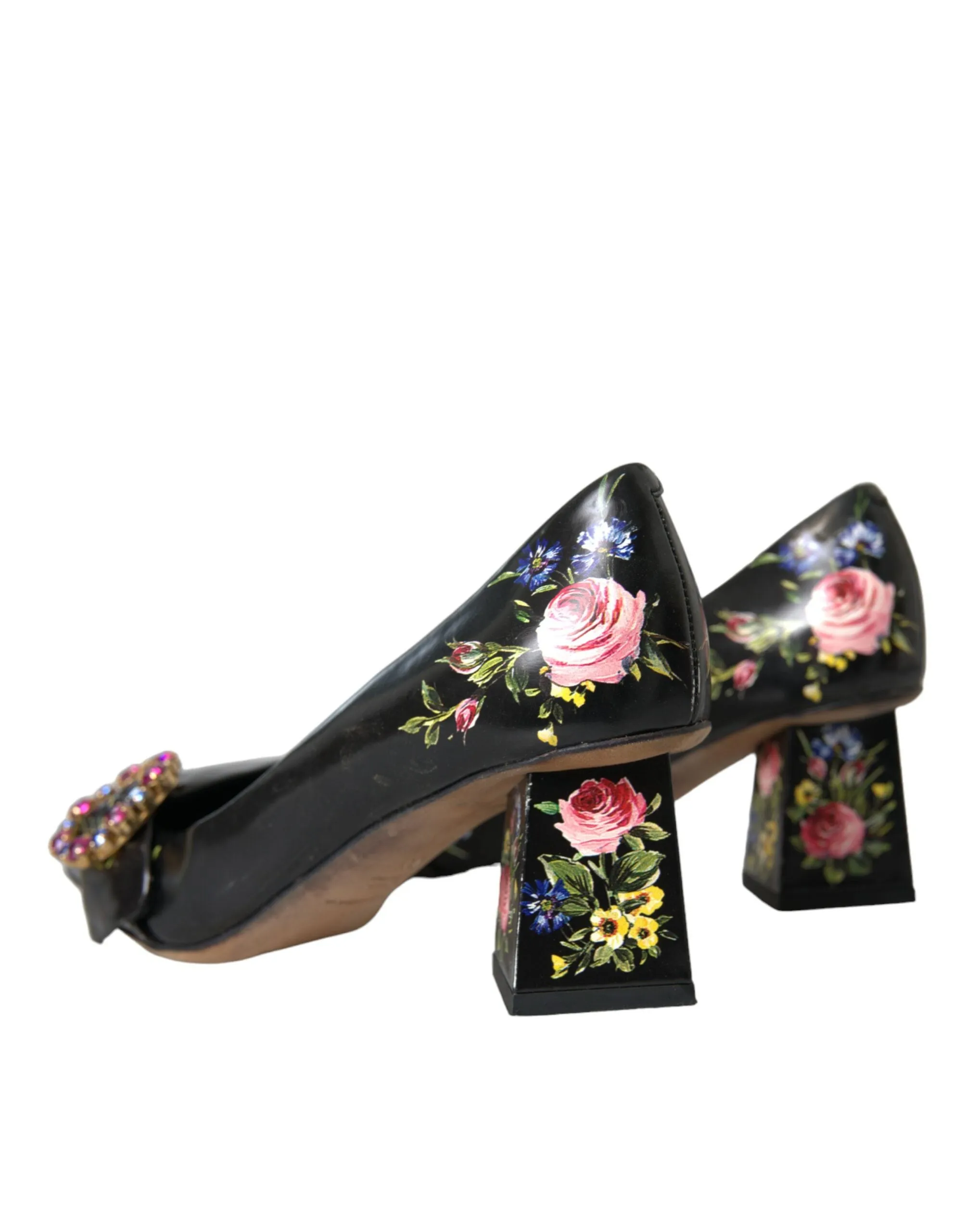 Black Floral Crystals Leather Pumps Shoes sold by Louxly product image thumbnail 4